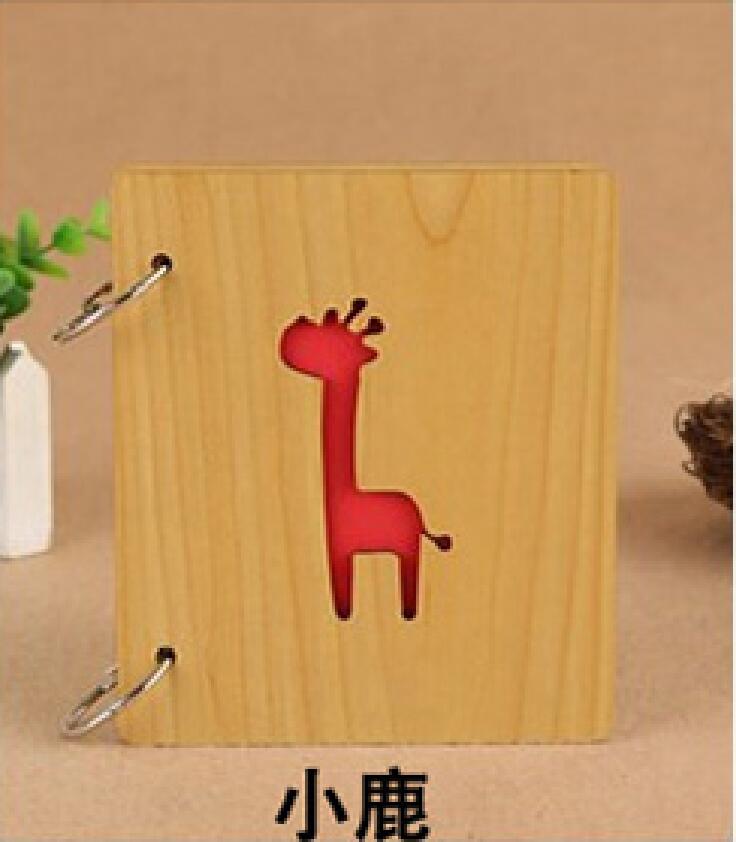 5 Inch DIY Red Wood Hollow Interleaf Photo Album Children Loose-Leaf Scrapbook Walnut Color Mini Memory Book Picture Storag: xiaolu-1