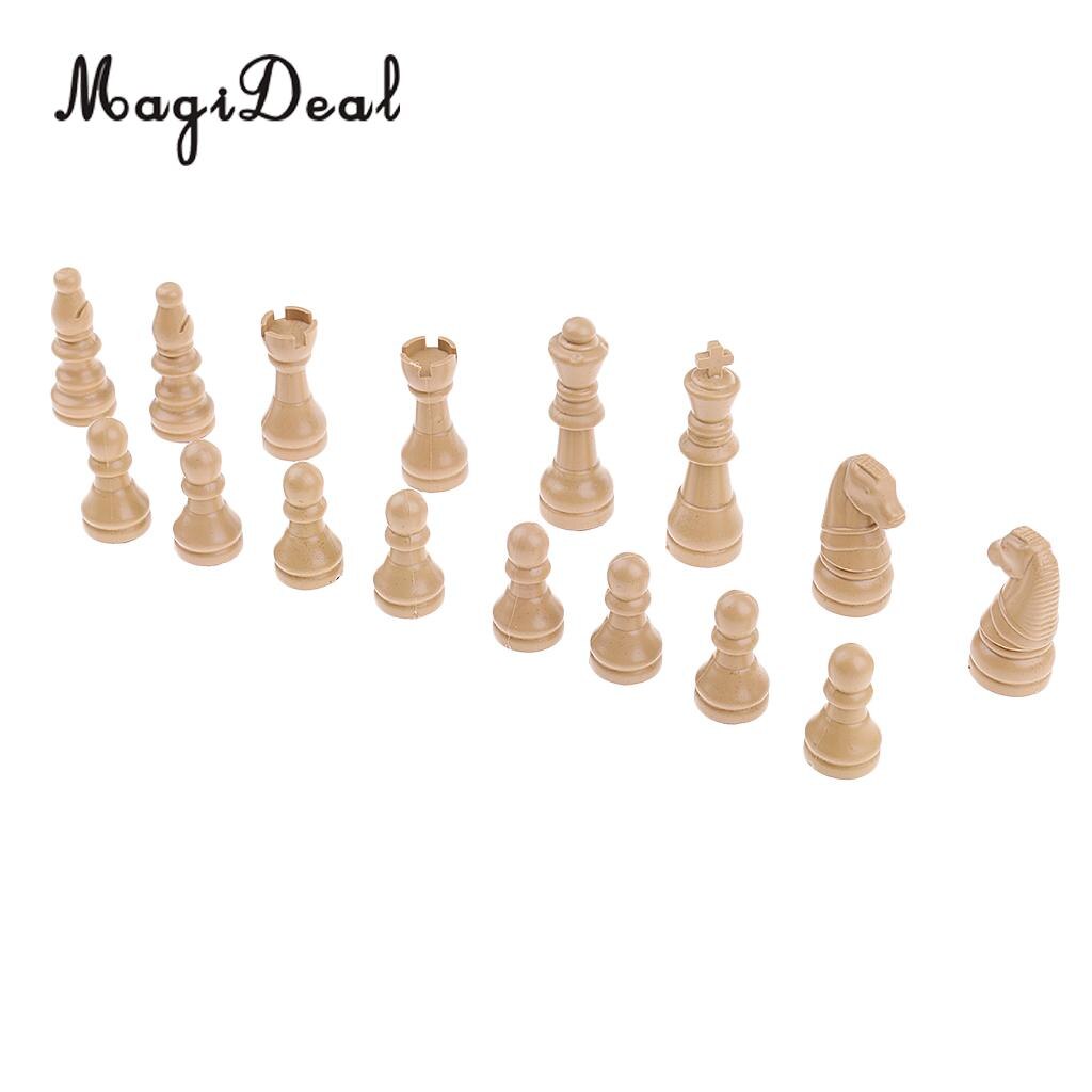 MagiDeal 16 Pieces Replacement Plastic Chess Pieces/Chessman Set beige Birthday Party Supplies International Chess Set