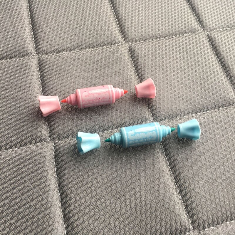 6 Pieces Double End Candy Shaped Highlighter Sets Fluorescent Ink Artist Drawing Painting Portable Wonderful Kids HCCY