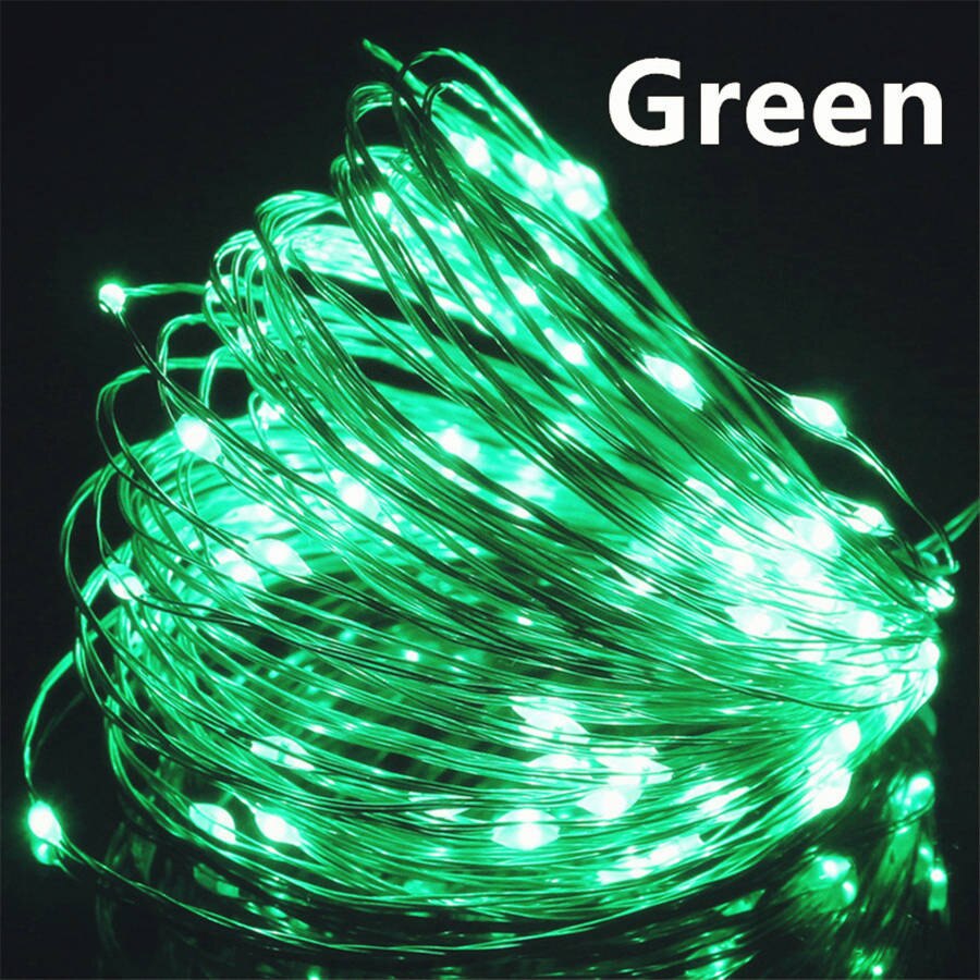 5v usb led string lys fairy 20m 10m 5m 2m sølvtråd vandtæt til krans hjem jule bryllupsfest dekoration: Grøn / 5m 50 lysdioder