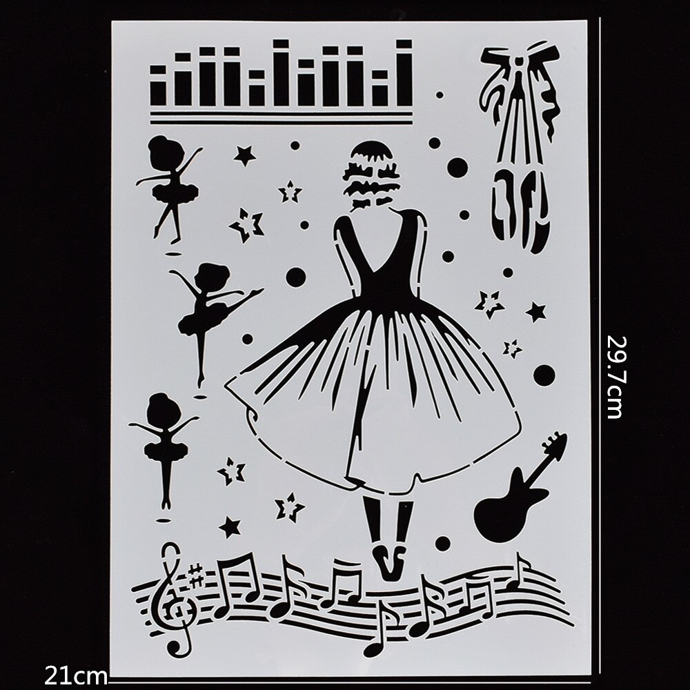 Plantillas de para pintar Paredes, álbum de recortes, papel en relieve, decoración de álbum de dibujo, nuevas: Musical Ballet