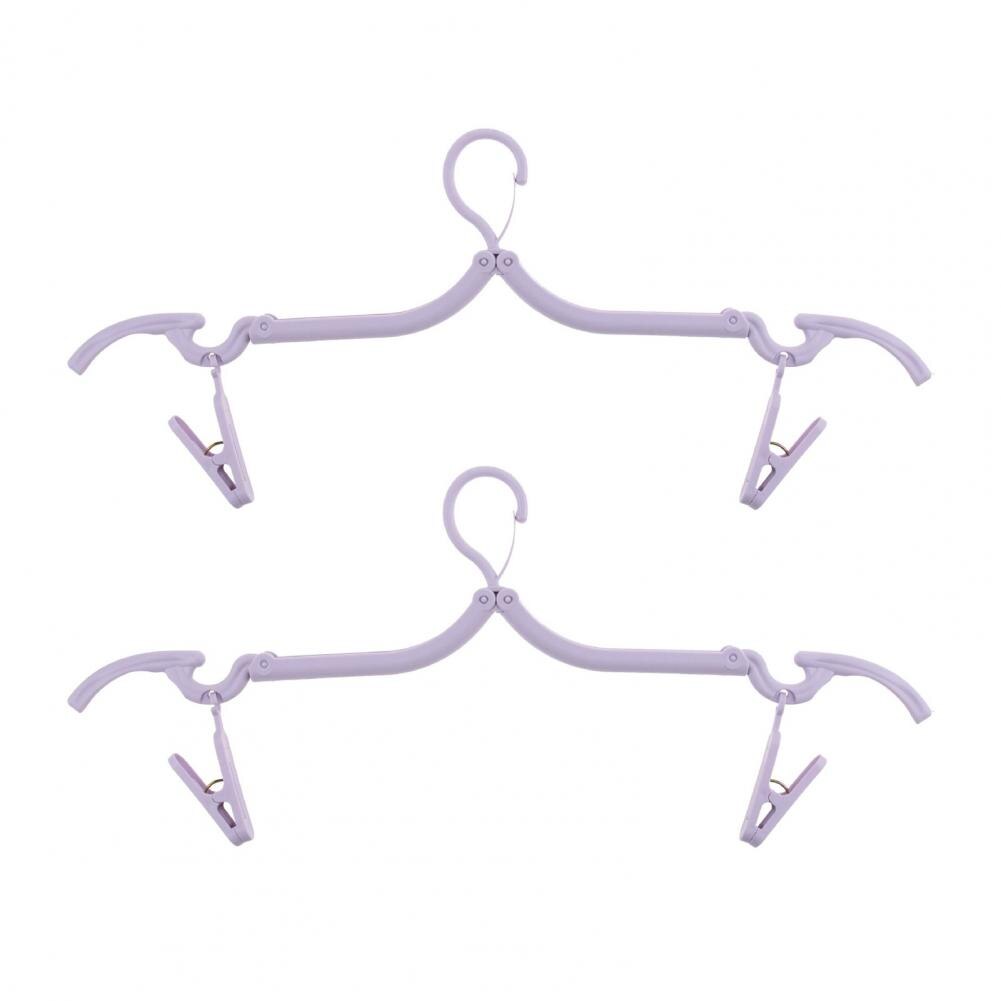 2Pcs Kleerhangers Opvouwbare Doek Opslag Hanger Multifunctionele Droogrek Lichtgewicht Home Reizen Gebruik Hanger: Paars