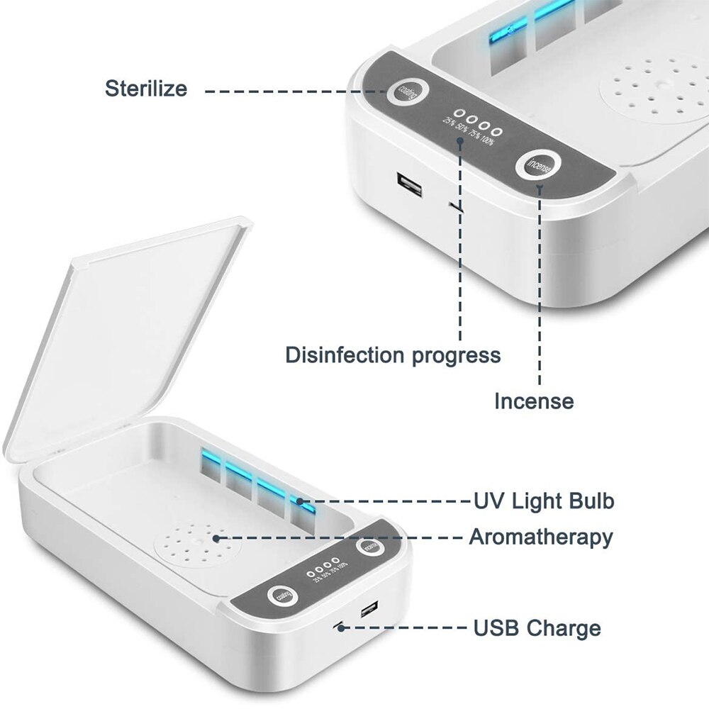 Boîte de désinfection UV pour téléphones | Gros masque, stérilisateur Portable pour téléphone Portable, nettoyant bijoux clé UVC désinfection arôme lumière, boîte de stérilisation