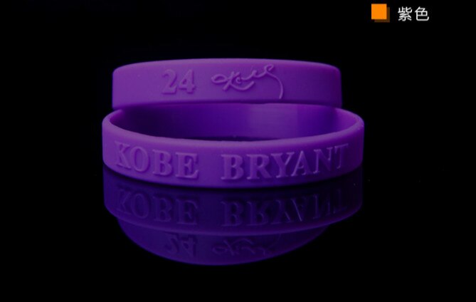 Pulsera deportiva de silicona para baloncesto, brazalete Bryant, pulsera de goma, brazalete de letras conmemorativas, joyería: Purple