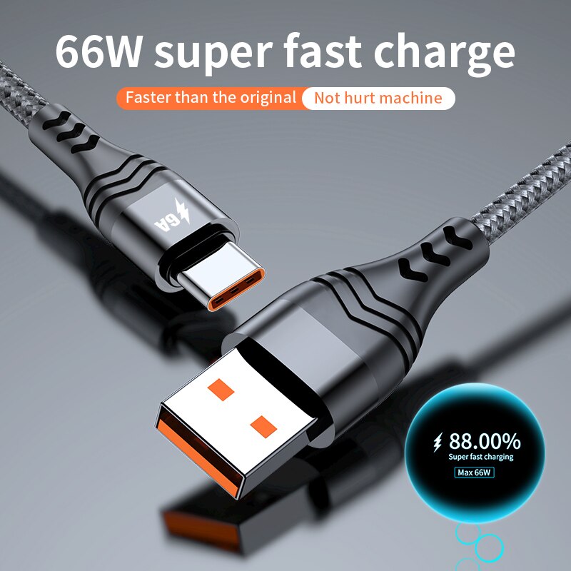 66W Super Snel Opladen Usb C Kabel Data Transfer 6A TYPE-C Kabel Volledig Compatibel Voor Qc/Huawei Scp/Mtk Pecharge/Vooc/Samsung Afc