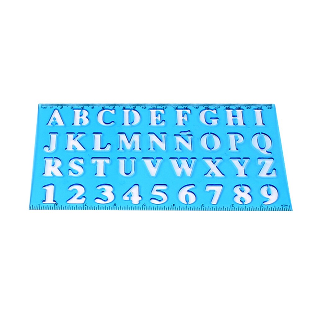 1 pc Plastic Alphabet &amp; Number Drawing Ruler Hollow Template Stencil Learning Tool for Children Students School Office Supplies