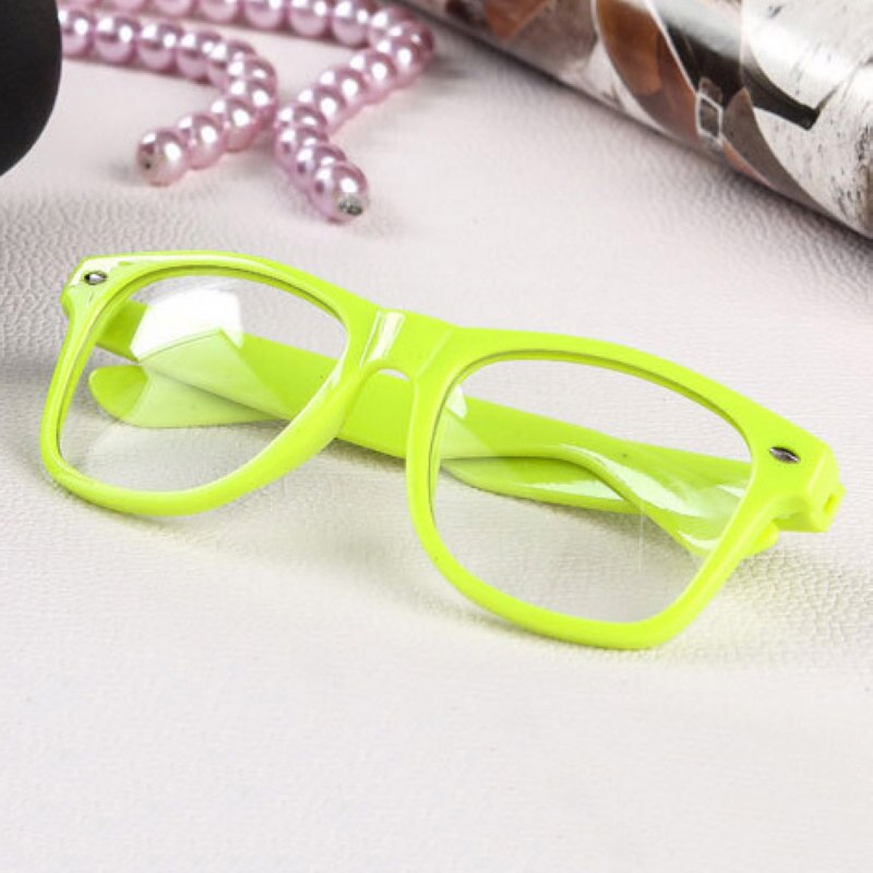 Mayitr 1pc Nerd Clear Glasses Clear Lens Geek Glasses 16 Colors Plain Mirror Plastic Full frame Eyeglasses Eyewear: neon yellow