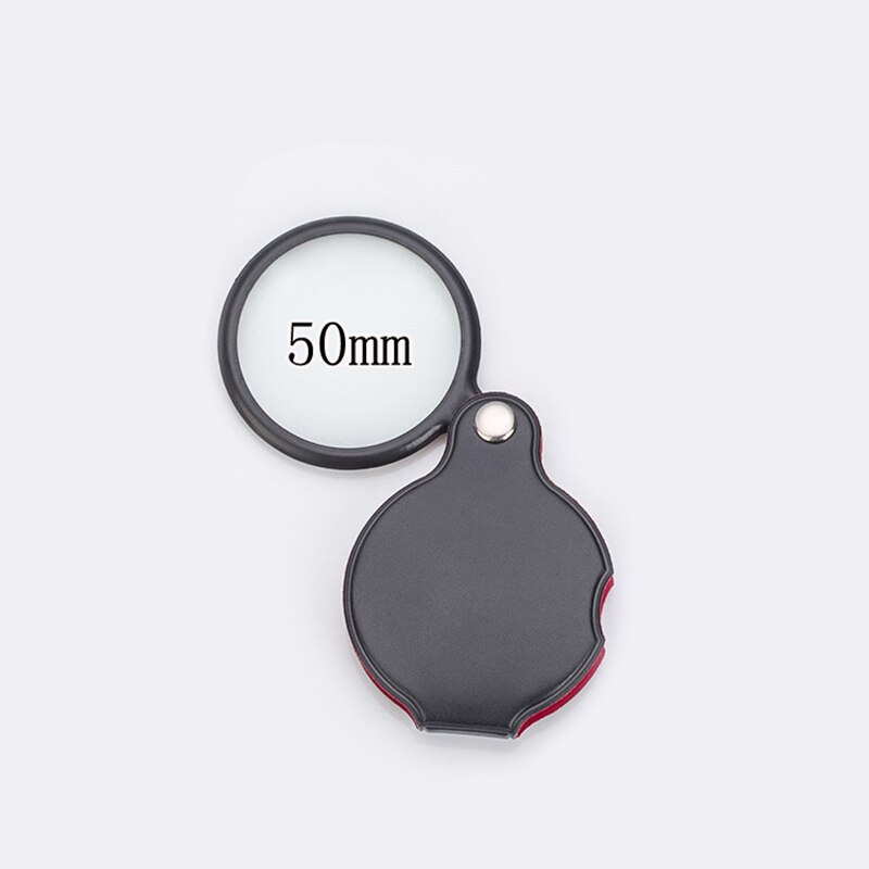Draagbare Handheld Vergrootglas 6X 8X Lederen Vergrootglas Loupe Pocket Vergrootglas Reading Monocle Sieraden Loupe Glazen Lup: 50mm  8X
