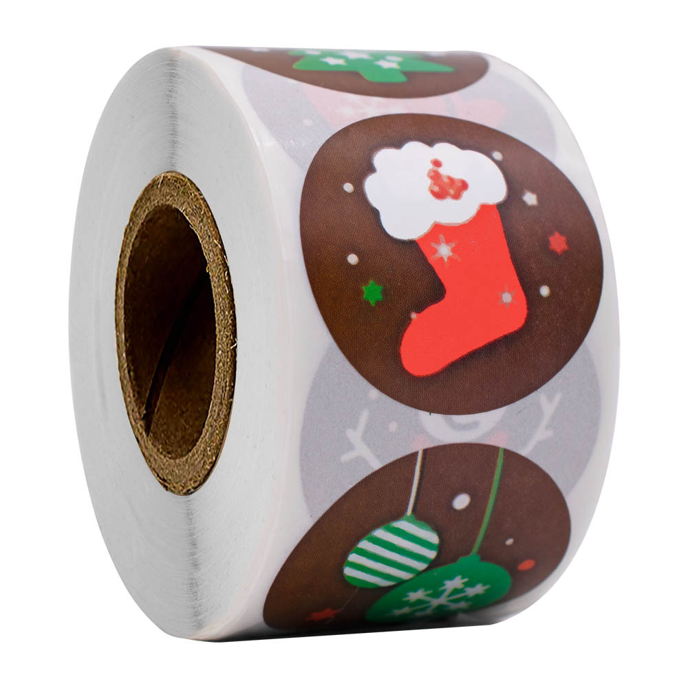 50-500 stuks 6 ontwerpen sticker sneeuwvlok kerstlabel geschenkdoos decoratie sticker gelukkige kerstdag dierenstickers papier: GRIJS