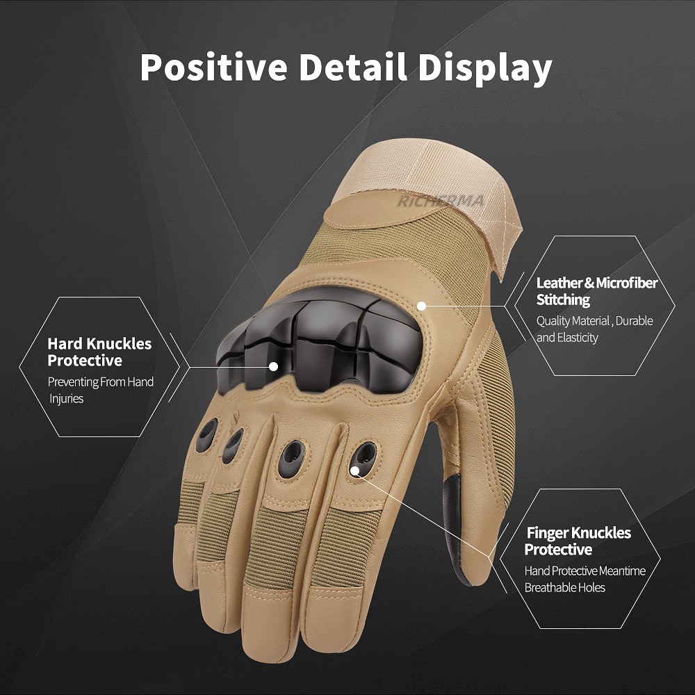 Touchscreen Leather Motorcycle Gloves Full Finger Hard Knuckle Winter Summer Motocross Motorbike Gloves Moto Biker Riding Gloves