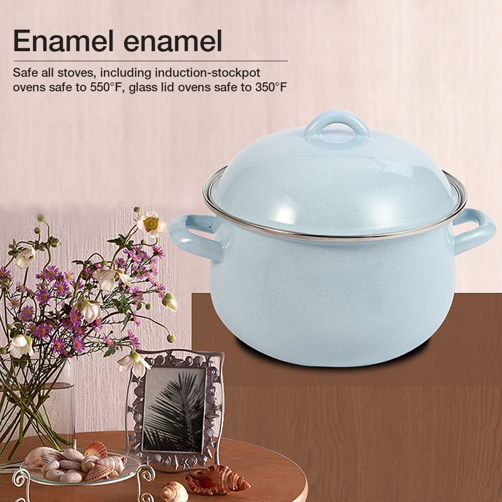Garnki emaliowane z pokrywką wielofunkcyjne przybory kuchenne garnek robić zupy robić indukcyjnej kuchenki gazowej żywność dla niemowląt owsianka garnek narzędzia kuchenne