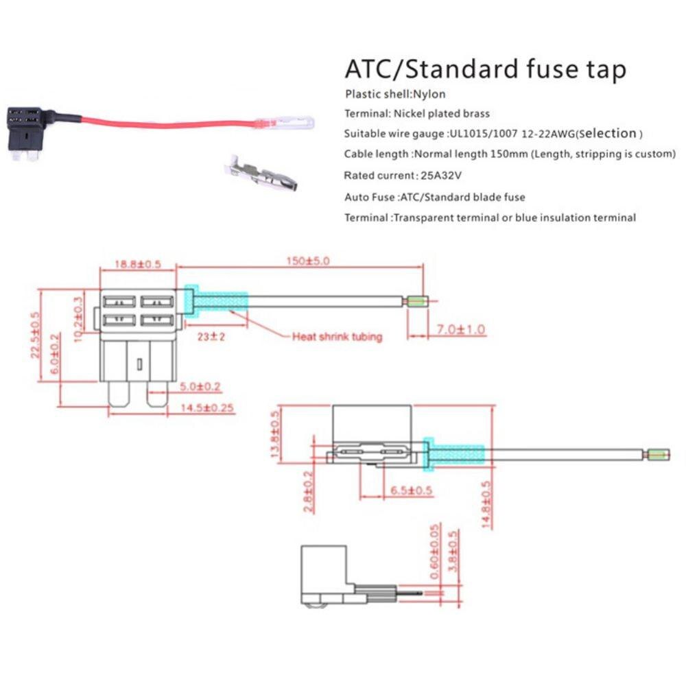 Newest 32V ATO ATC Add A Circuit Fuse Tap Piggy Back Standard Blade Fuse Holder With Terminal And Sheath: Army Green