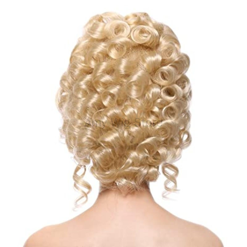 Parrucca Vintage retrò parrucca alta alveare bionda ricciolo crespo lungo per le donne regina Costume Cosplay partito capelli parrucca barocca del 18esimo secolo