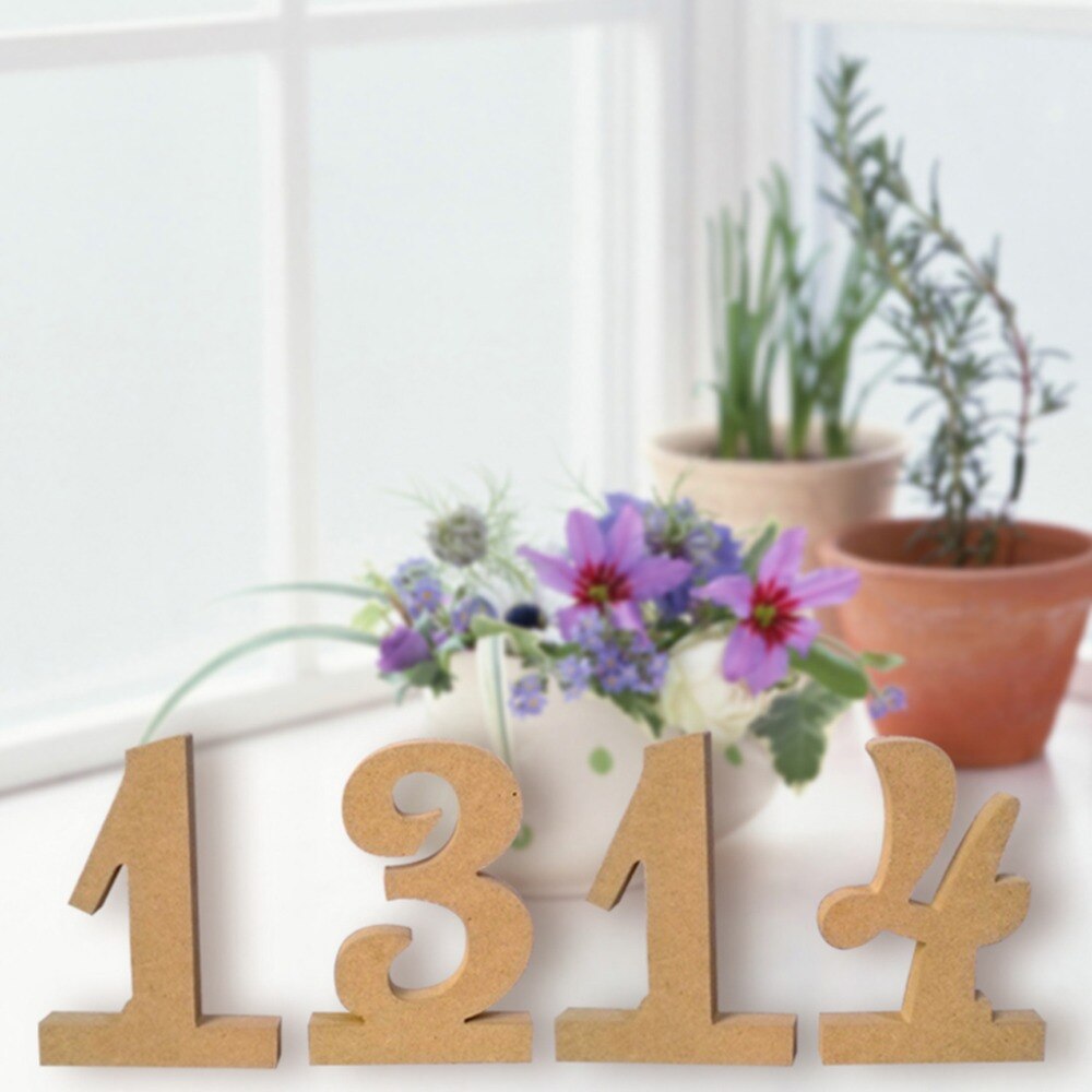 10 piezas 1-10 MDF de madera tabla Números Mesa números de la con soporte Base para la de cumpleaños de la boda de la casa bricolaje Decoración