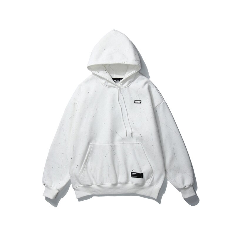 Wot.d sudadera para hombres ropa de calle cielo estrellado teñido estilo Casual hombres/mujeres Sudadera con capucha de gran tamaño hombres sudaderas: Blanco / XL