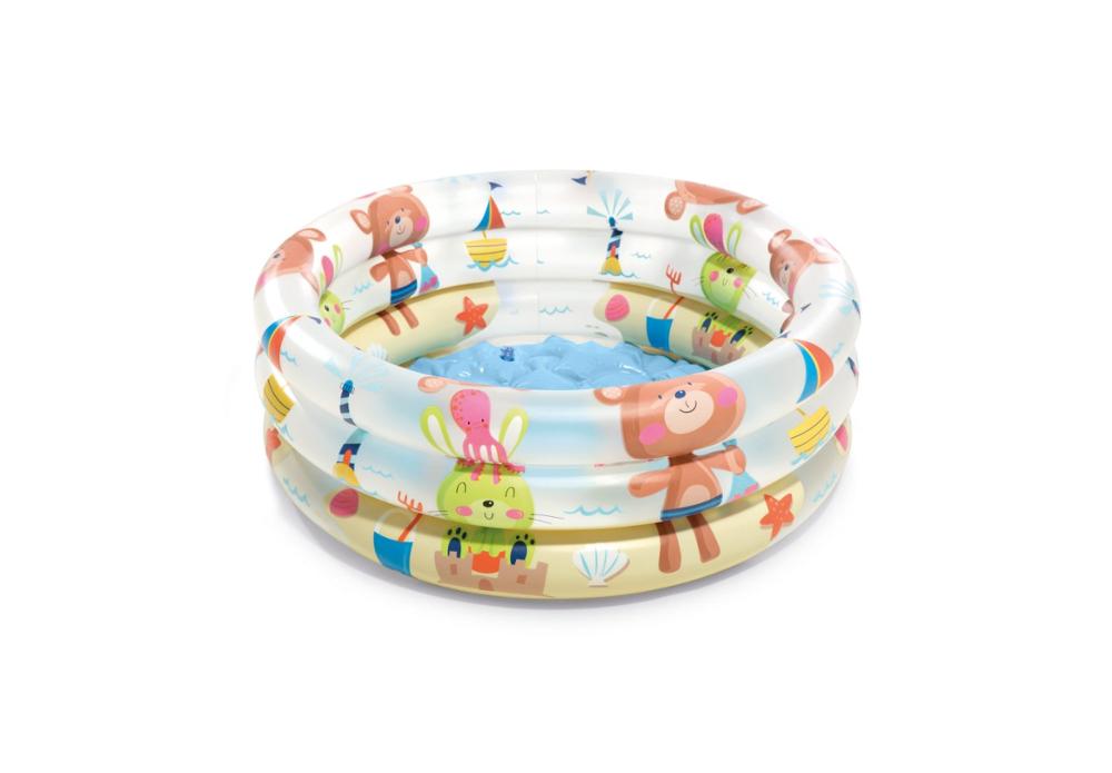 Baby oppustelig swimmingpool børn transportabel udendørs strand håndvask badekar børn tre-ring runde svømmebassiner