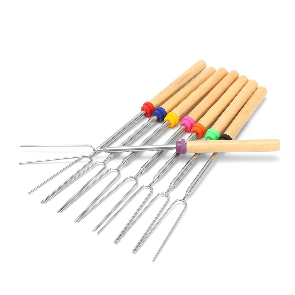 8 stück 32-Zoll Bunte Teleskop Rösten Mäusespeck Grill Spieße BBQ Stock Gabel BBQ Werkzeuge