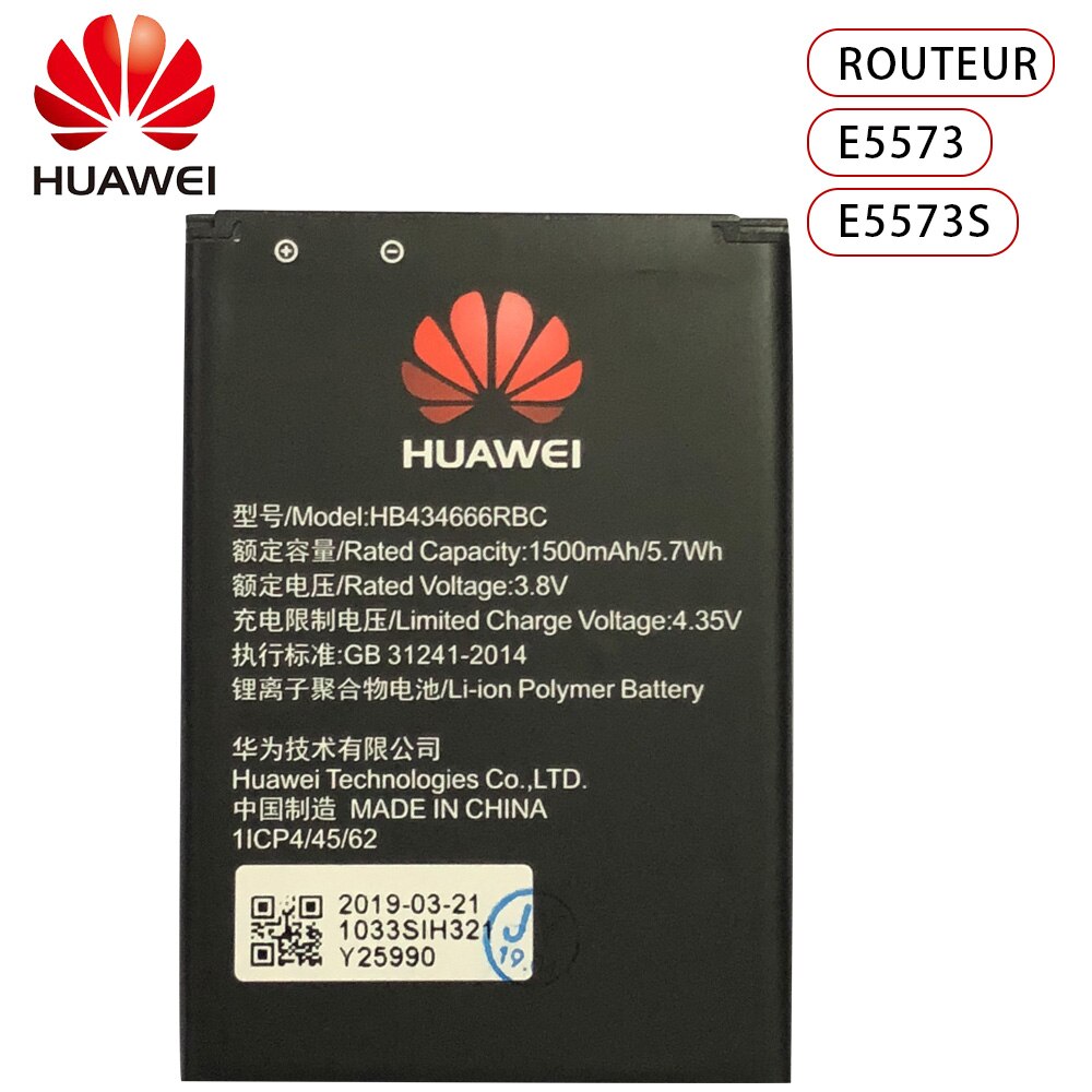 100% Original HUAWEI HB434666RBC For Huawei Router E5573 E5573S E5573s-32 E5573s-320 E5573s-606 -806 1500mAh Battery Smart Phone