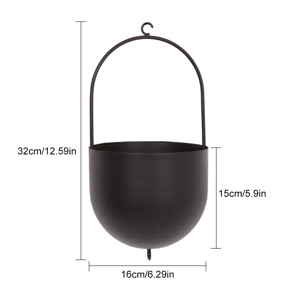 Hängande metallkrukor moderna växtkrukor minimalistiska hängande blomkrukor för inomhus utomhus trädgård balkong: Svart