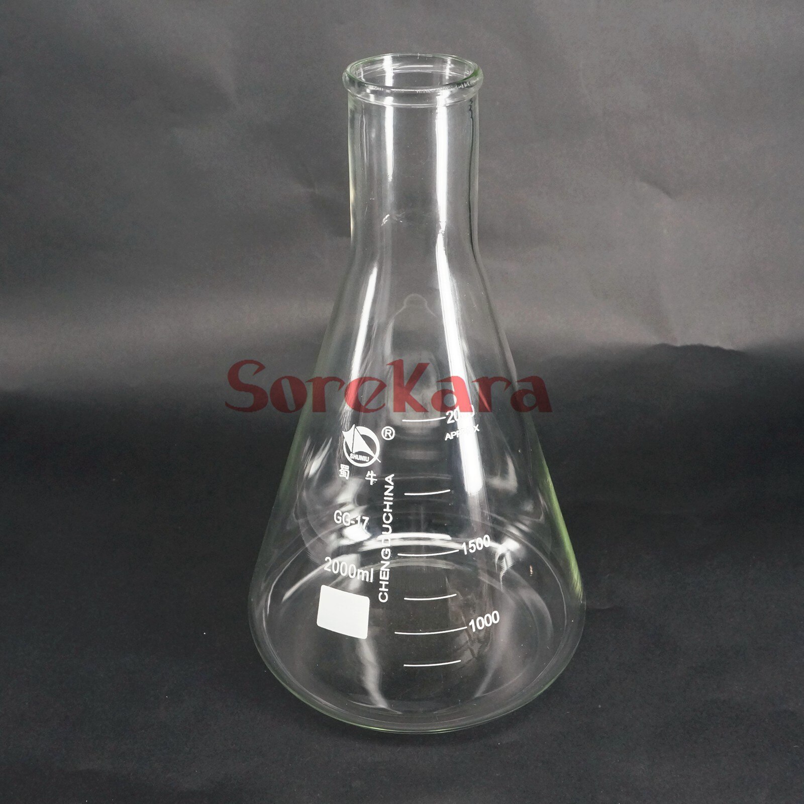 2000ml Narrow Neck Borosilicate Glass Conical Erlenmeyer Flask For Chemistry Laboratory