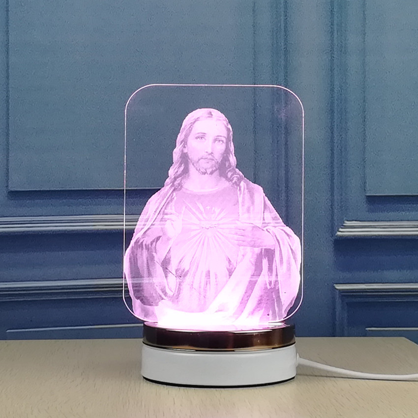 3D tafellamp Jezus LED licht De Katholieke kerk kerstcadeau indoor verlichting deak lamp shade slaapkamer bureau Kantoor tafellamp