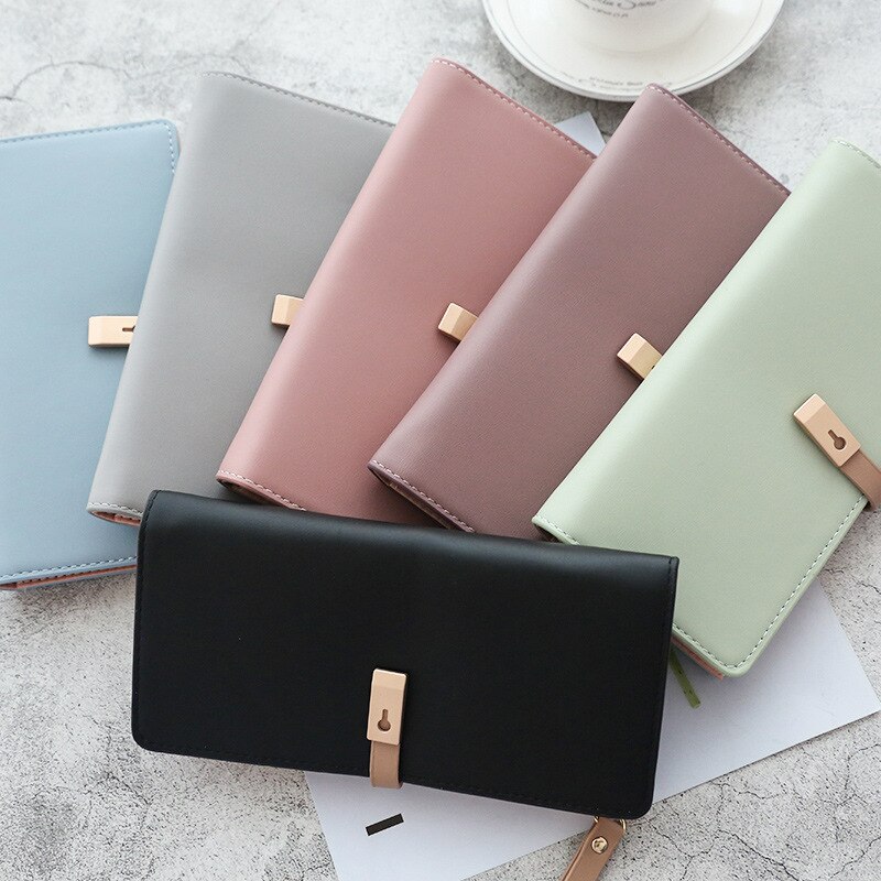 Korean Mori Ladies Thin Wallet Long Multi-function PU Wallet Simple Card Holder Zipper Buckle Coin Purse Clutch