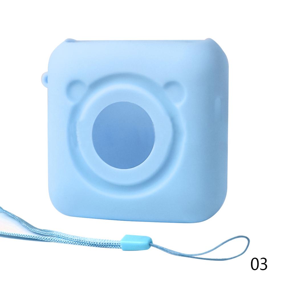 for PeriPage A6 Thermal Printer Soft Silicone Case with Strap Waterproof Anti Dust Shockproof Anti-Scratch Protective Case Cover: Blue