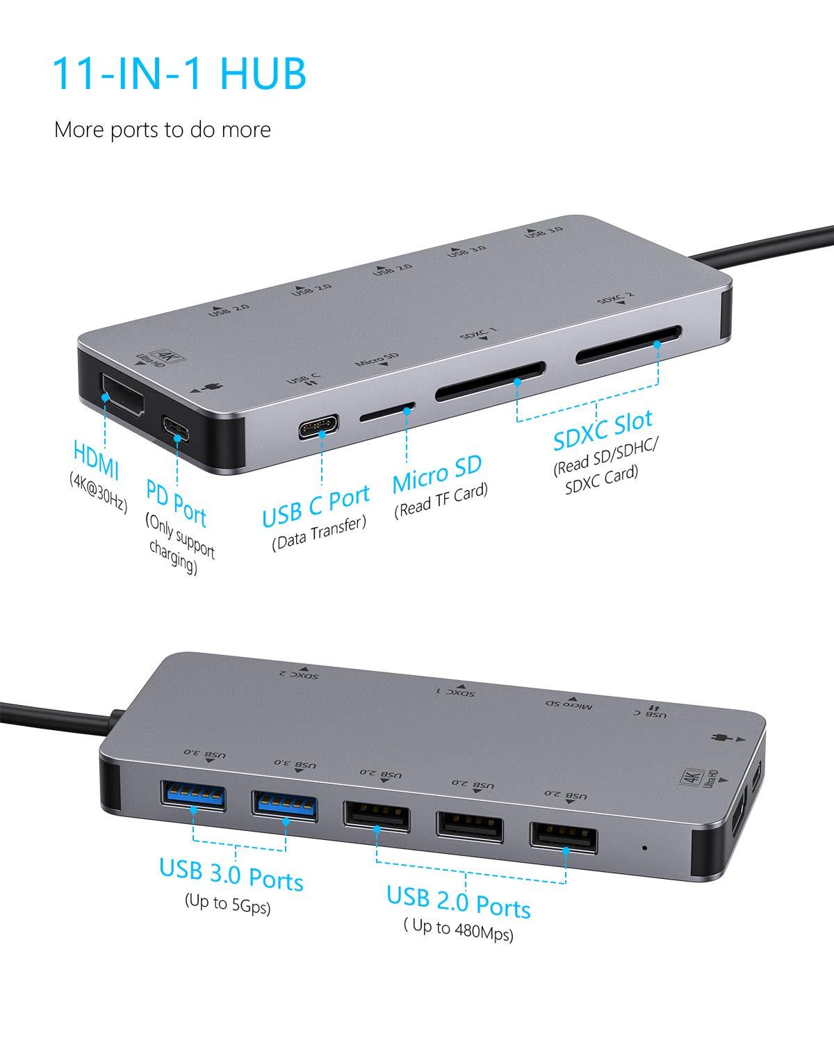 IREALTHINK Dock – adaptateur USB type-c hub Multi ports, connecteur OTG hub Macbook Pro Dock splitter usb 3.0 HUB USB C 3.1