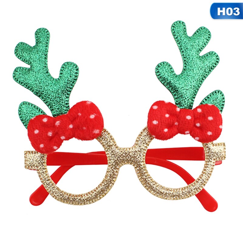 Noël lunettes père noël bonhomme de neige flocon de neige arbre wapiti papier lunettes fête Photo accessoires décoration de noël pour la maison: H03