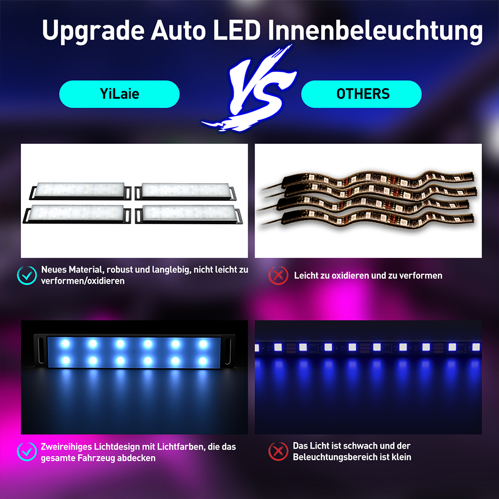 Interior do carro ambiente rgb led luz néon multi-cor sincronização de música dinâmica com controle de aplicativo universal fácil instalação luzes automáticas