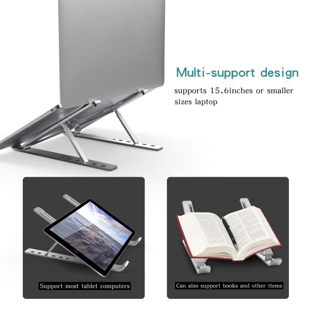 Klappbarer tragbarer laptopständer, betrachtungswinkel/höhenverstellbare halterung aus aluminiumlegierung, unterstützt 10-17- zoll-notebook