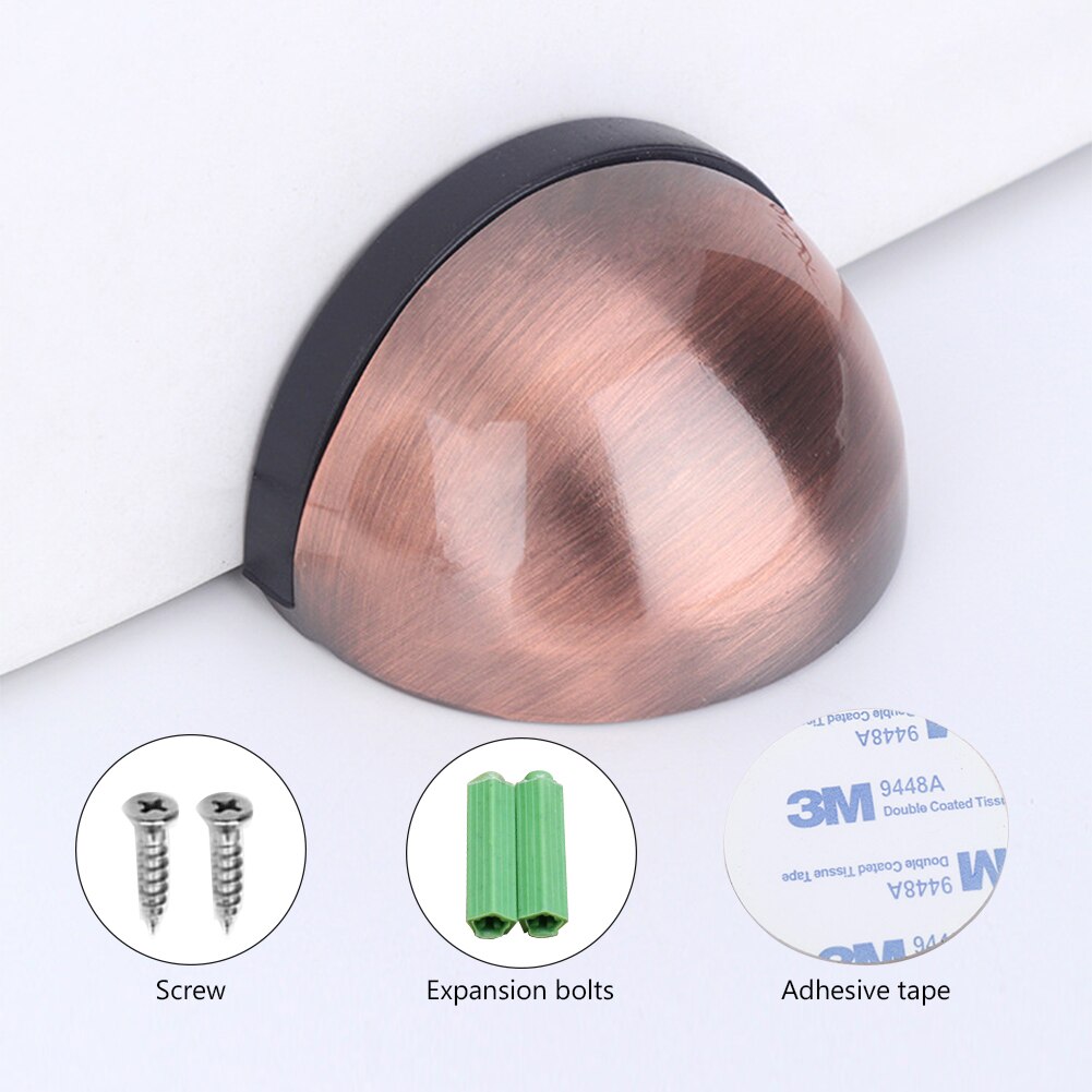 Stainless Steel Door Stopper Rubber Bumper Catch Hardware Floor Mounted Nail-free Hidden Door Non Punching Sticker Hidden Holder: Red bronze