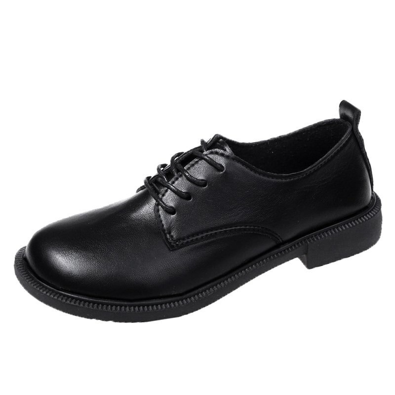 Zapatos Oxford de charol con cordones para mujer, zapatillas informales de punta redonda, planas, de Lolita, para primavera y otoño, 8905N: Black YG / 37