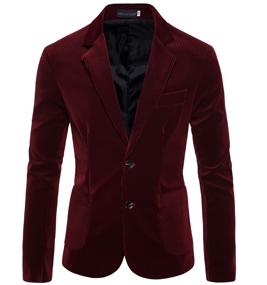 Herr manchester kavaj enfärgad casual manchester enkelknäppt kostym herr kavaj maskulin kläder vetement: Lila / M