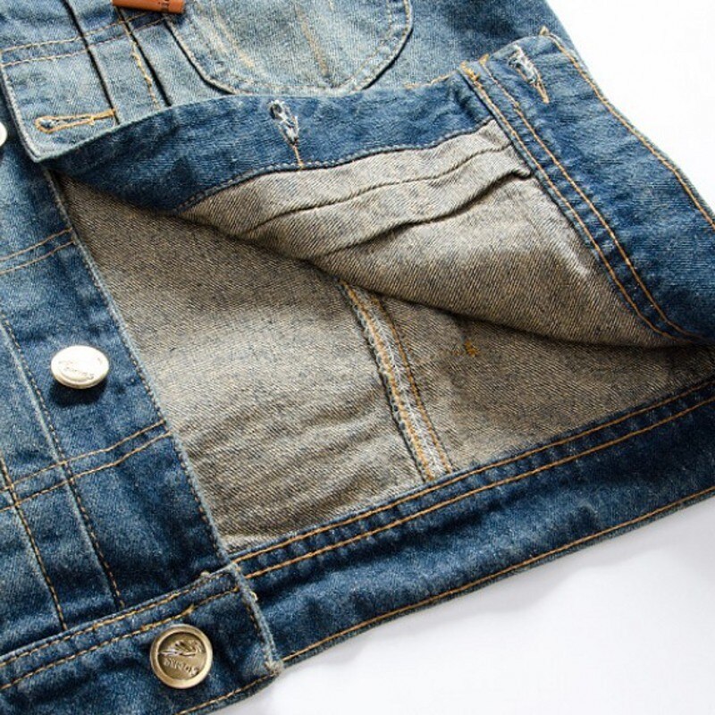 Otoño para hombre chaleco coreano Casual Punk Estilo Vintage con capucha chalecos Delgado gorro para moto desmontable lavado Hombre Denim abrigo