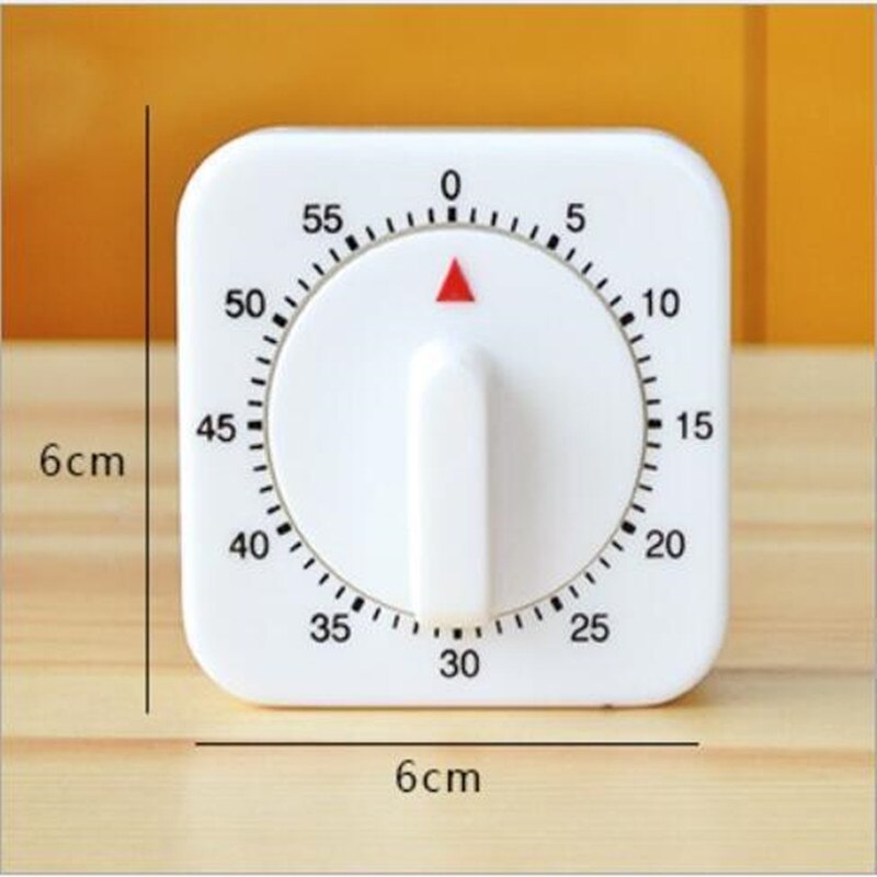60 Minutes Kitchen Timer Count Down Alarm Reminder White Square Mechanical Timer for Kitchen