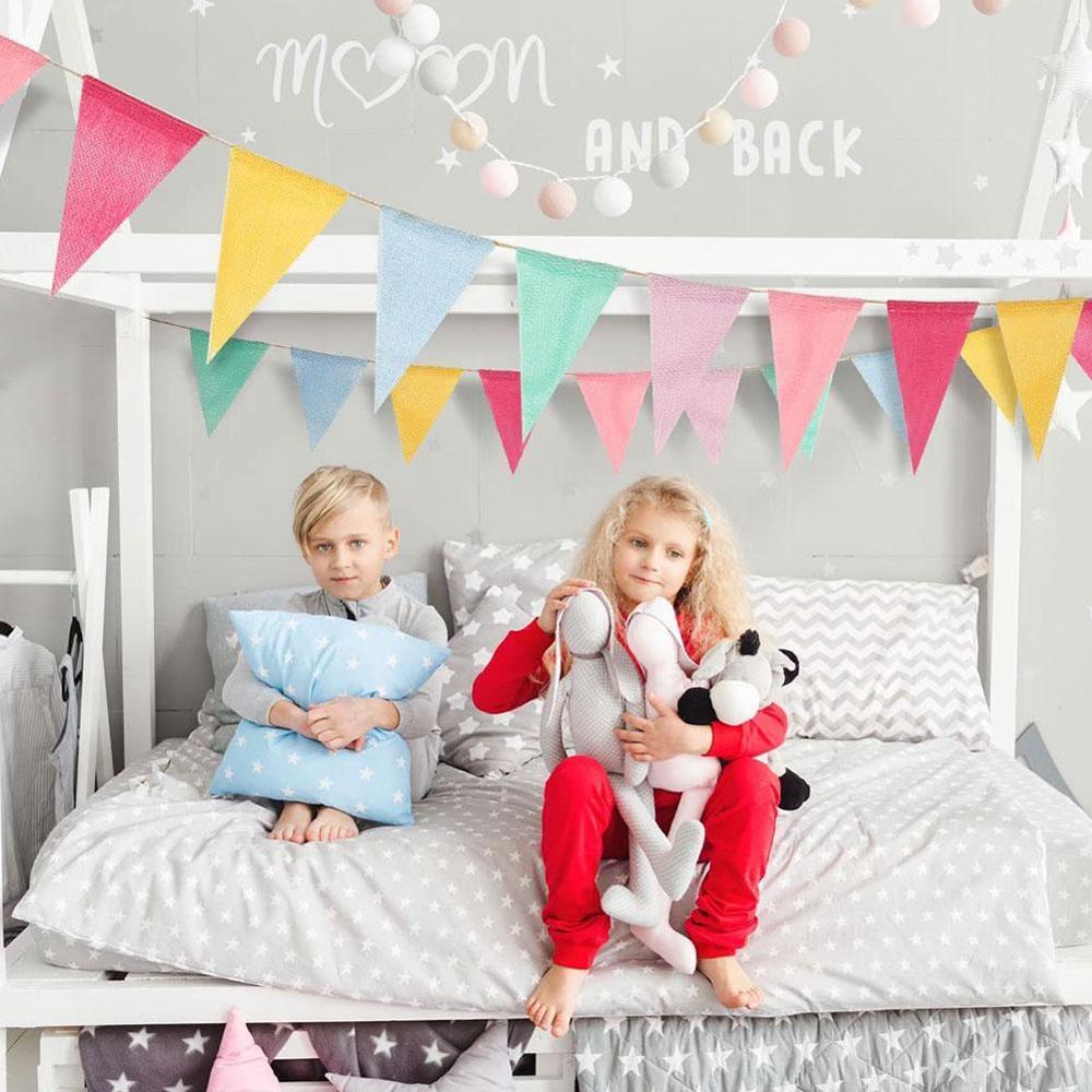 12 flaggor färgglada vimplar bröllop grattis på födelsedagen återanvändbar bunting party år tillbehör dekoration  g7 k 3