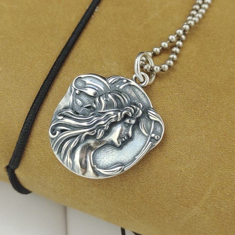 Bocai 2022 echte reine  s990 silber schmuck persönlichkeit schönes mädchen runde karte retro thai matt schlichte frau anhänger