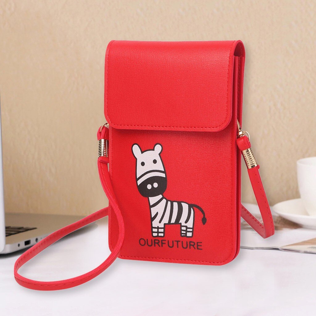 Mini Mobile Phone Bag With Back Side Clear Touching Screen Window Leather Bag Rear transparent touch screen Crossbody bag