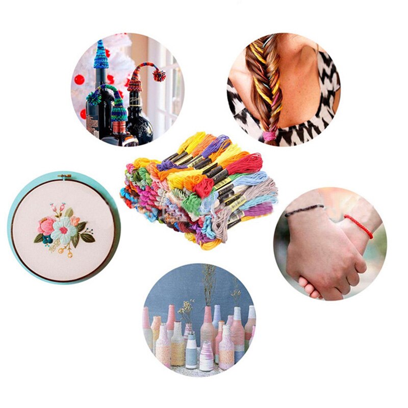 50 pcs Random Color embroidery DIY Silk Line Branch Threads Similar Dmc Thread Floss Skein Cross Stitch Thread