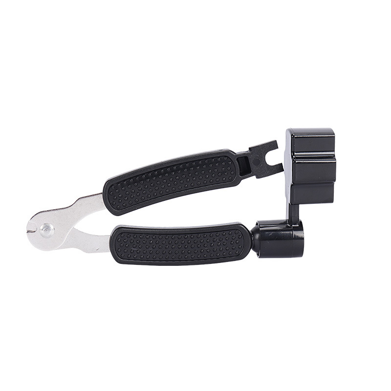 Enrollador de cuerdas de guitarra, cortador de cuerdas, extractor de pasadores de puente, enrollador de clavijas de cuerda 3 en 1, herramienta negra de reparación de guitarra: Negro