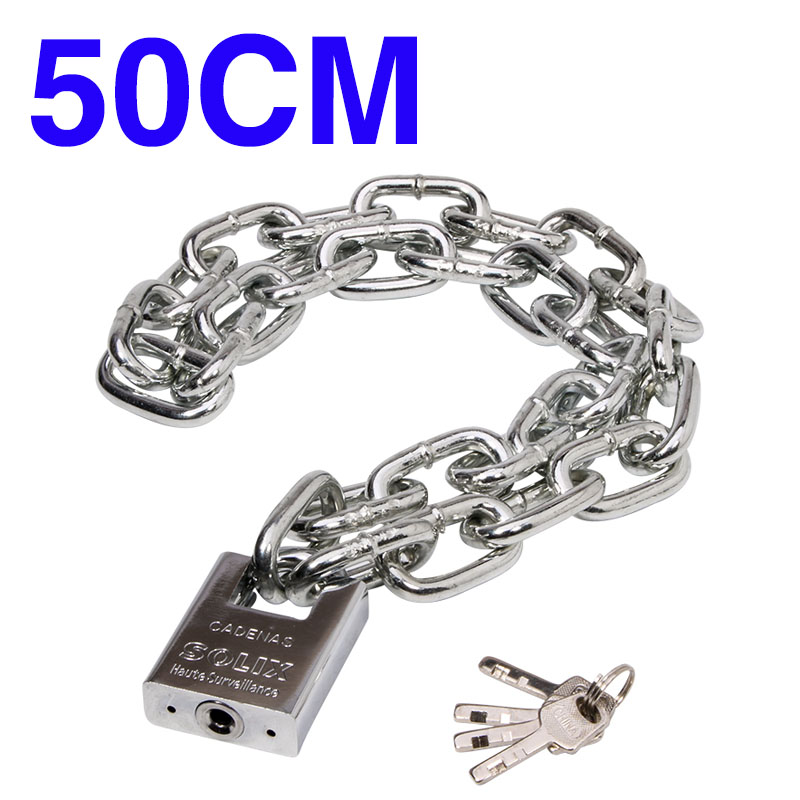 Cerradura de cadena antirrobo, candado de cadena de hierro antideslizante para puerta, triciclo, motocicleta, batería, candado de cadena para coche: Oro
