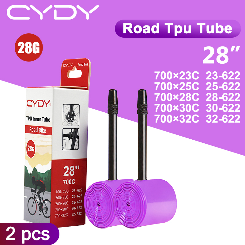 CYDY 700C vélo chambre à air TPU 700 × 23C 25C 28C 30C 32C pneu 45/65/85mm sv vélo de route Valve française 28 ''polaire intérieure ultralégère 28g: Marron / 80mm