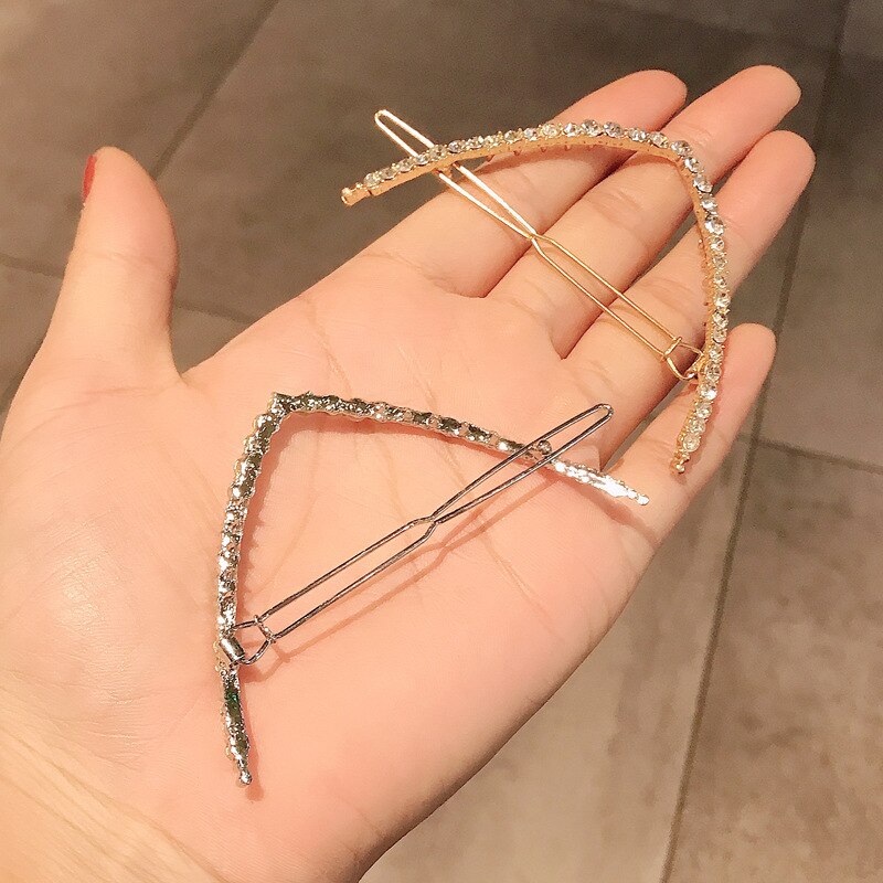 Horquillas con cristales geométricos para el pelo para niña y mujer, horquillas de Metal con diamantes de imitación, accesorios para el cabello, 1 unidad