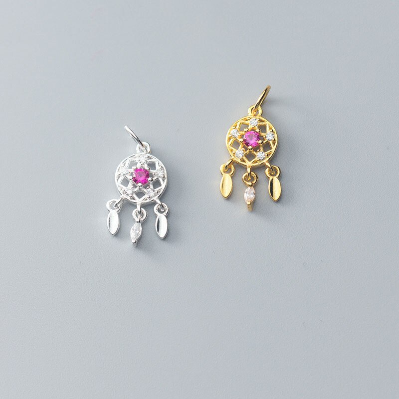 Meetsoft Romantische 925 Sterling Zilver Roze Zirkoon Feather Charms Diy Handgemaakte Fijne Sieraden Ketting Deocration Accessoire