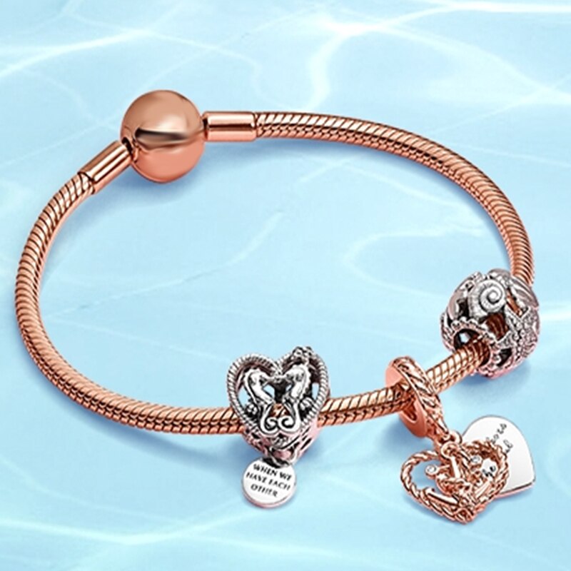 925 prata esterlina verão mar secreto cristal tartaruga estrela do mar em forma de coração moda surpresa presente pan pulseira feminino