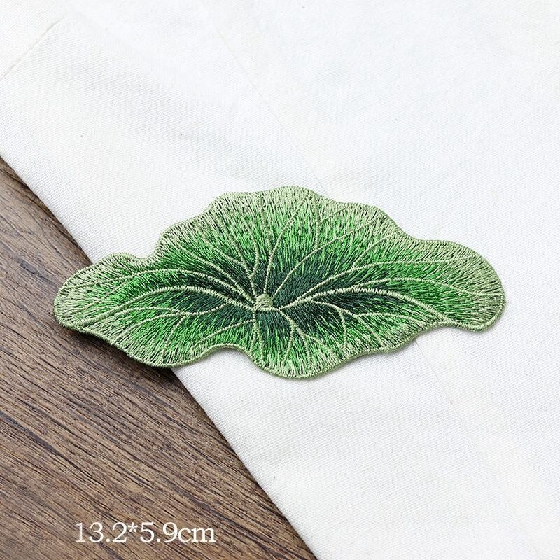 Groen Lotusblad Geborduurde Applique Naai-Patches Sticker Voor Kleding Bag Craft Reparatie Diy Decoratie