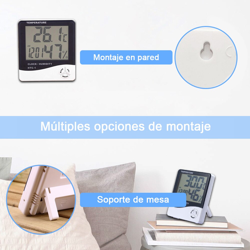 LCD Electronic Digital Temperature Sensor Humidity Meter Backlight Thermometer Hygrometer Gauge Indoor Weather Station Clock