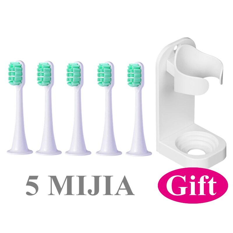 5 stk udskiftning af tandbørstehoveder til xiaomi soocas  x3/x1/x5 til soocas / xiaomi mijia med vægmonteret holder: D