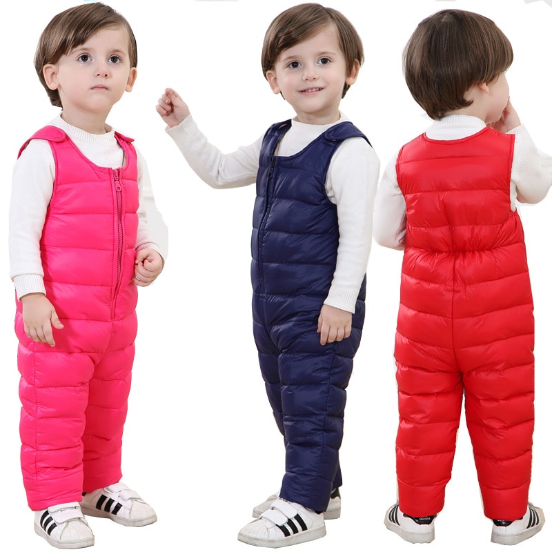 Kinderen Eendendons Winter Broek Jongens Warme Broek Voor Meisjes Down Strap Broek Bib Broek Unisex Kinderen Overalls